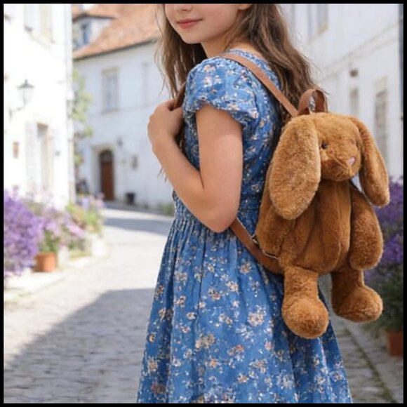 Plush Bunny Backpack Kawaii Daypack Faux Fur Shoulder Bag Cute Animal Design main image 6